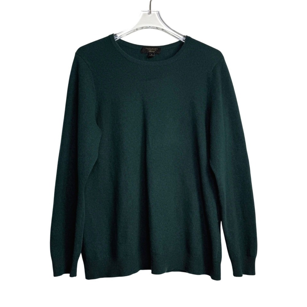 Charter Club Sweater Womens XL Green 100% Cashmere Crew Neck Long Sleeve Luxury